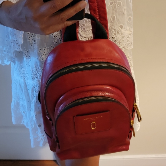 Marc Jacobs red leather backpack main image 5